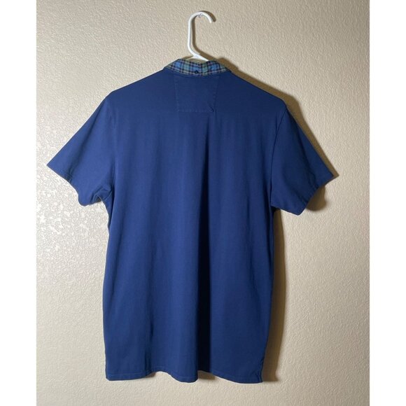 Ben Sherman Men's Short Sleeve Polo Shirt Plaid Collar Navy Blue - Picture 5 of 10